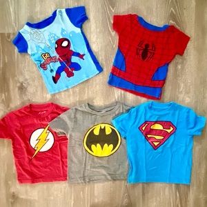5/$25 ❤️ Marvel super hero 2T shirt bundle: Flash, Batman, Superman, Spiderman